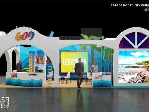 Exhibition Stand 11000x7500 2Sides D1V1 Modèle 3D