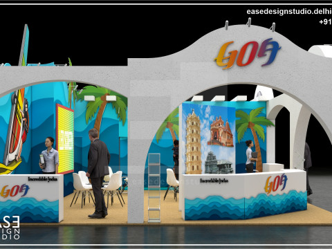 Exhibition Stand 11000x7500 2Sides D1V1 Modèle 3D