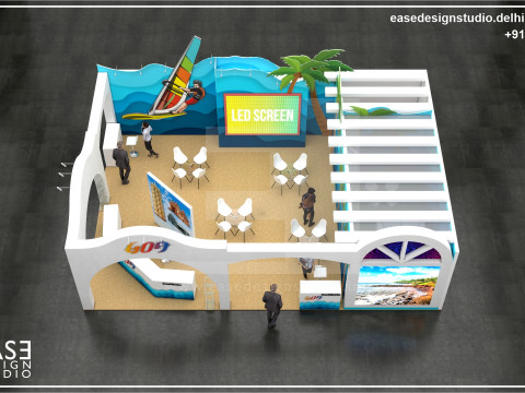 Exhibition Stand 11000x7500 2Sides D1V1 Modèle 3D