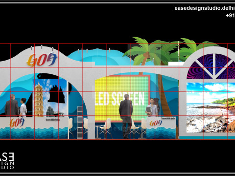 Exhibition Stand 11000x7500 2Sides D1V1 Modèle 3D