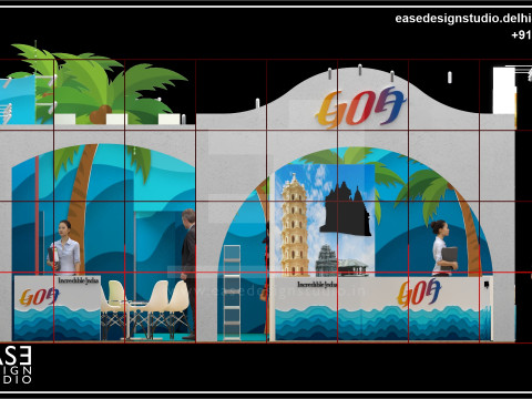 Exhibition Stand 11000x7500 2Sides D1V1 Modèle 3D