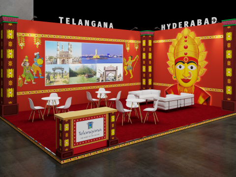 Exhibition Stand 8500x7000 2Sides D1V1 3D Model