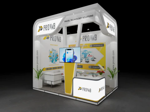 Stand de exposi&ccedil;&atilde;o 4x3 2 lados D2V1 Modelo 3D