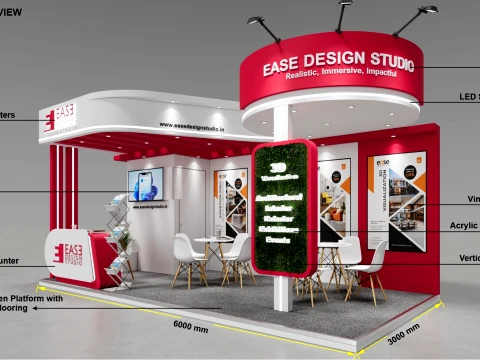 Moderner 6x3m gro&szlig;er Messestand 3D Modell