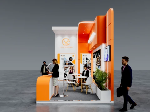 Modernes 5x3m Eck-Messestand-Design 3D Modell