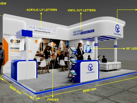 Modern 8x5m Exhibition Booth Design Trade Show Stall 3D Max FBX OBJ 3D Model