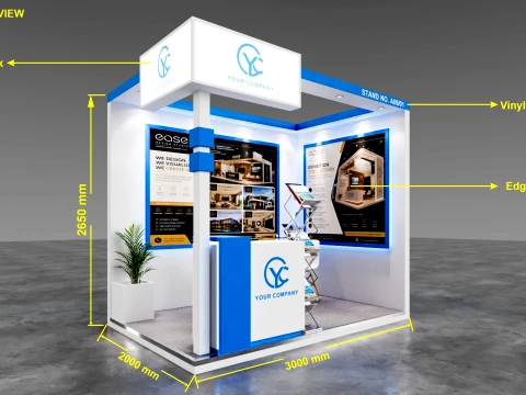 Modern 3x2m Modular Exhibition Booth 3D Model
