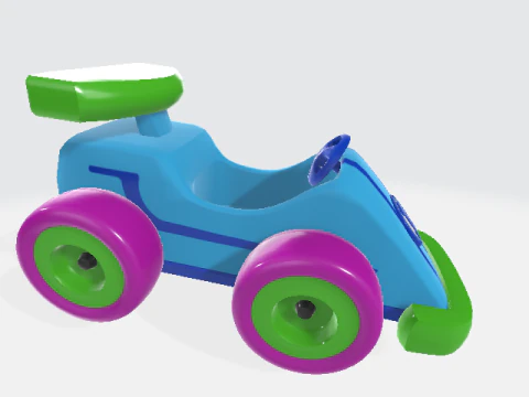 Carro de corrida de brinquedo de desenho animado 3D com cores vibrantes Modelo 3D