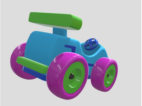 3D Cartoon Toy Race Car with Vibrant Colors Modèle 3D