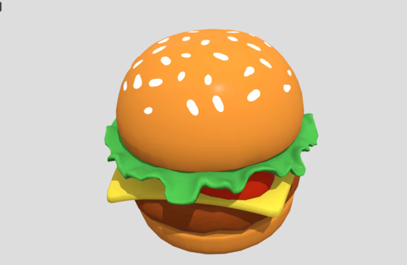 3D Cartoon Burger with Colorful Toppings 3D Model .c4d .max .obj .3ds .fbx .stl .blend