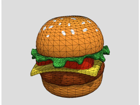 3D Cartoon Burger with Colorful Toppings 3D Model
