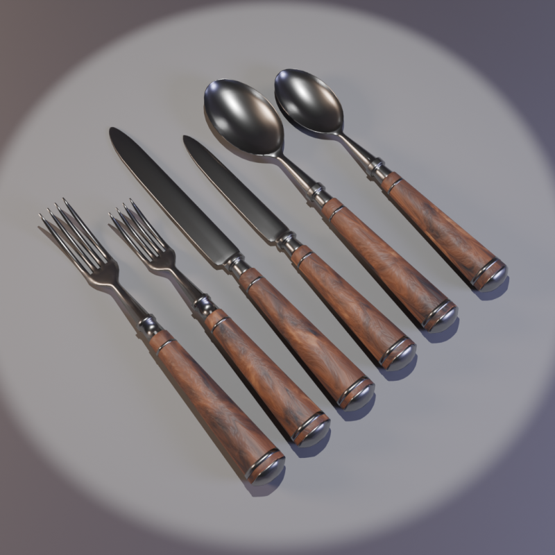 Wooden cutlery set Modello 3D .c4d .max .obj .3ds .fbx .stl .blend