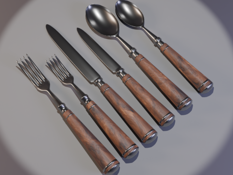 Wooden cutlery set Model 3D