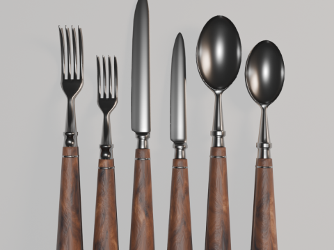 Wooden cutlery set Modello 3D