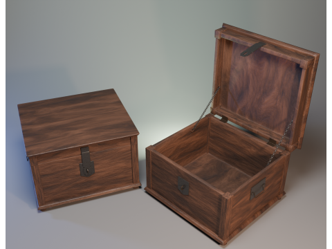 Medieval wooden chest Modello 3D