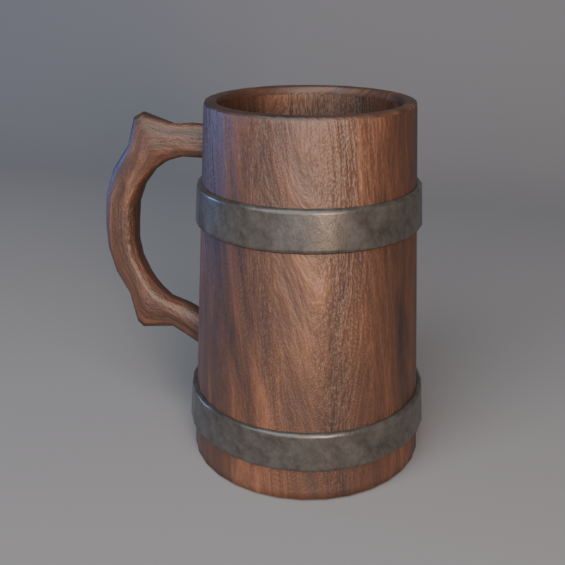 Beer wooden mug Modello 3D .c4d .max .obj .3ds .fbx .stl .blend