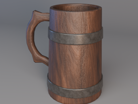 Beer wooden mug Modello 3D