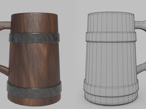 Beer wooden mug Modello 3D