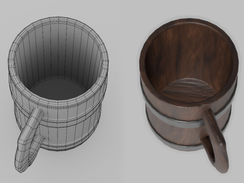 Beer wooden mug Modello 3D