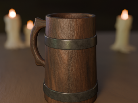 Beer wooden mug Modello 3D