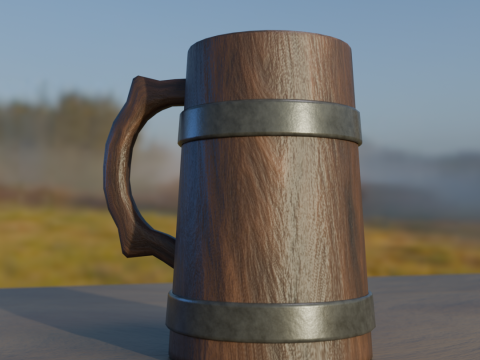 Beer wooden mug Modello 3D