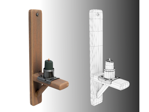 Medieval wooden candlestik 3D-Modell