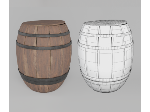 Wooden barrels set Modello 3D