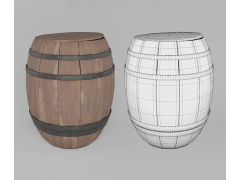 Wooden barrels set 3D Model