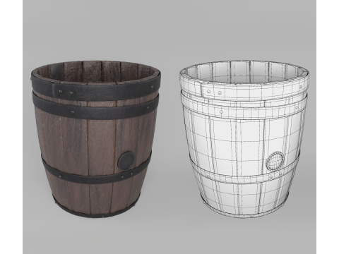 Wooden barrels set Modello 3D
