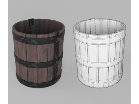 Wooden barrels set Modello 3D
