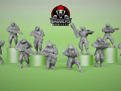 Tau Fire Warrior Squad 3D Print Model