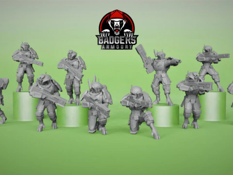 Miniaturas de estatuetas do Esquadr&atilde;o Guerreiro do Fogo Tau Modelo de Impressão 3D