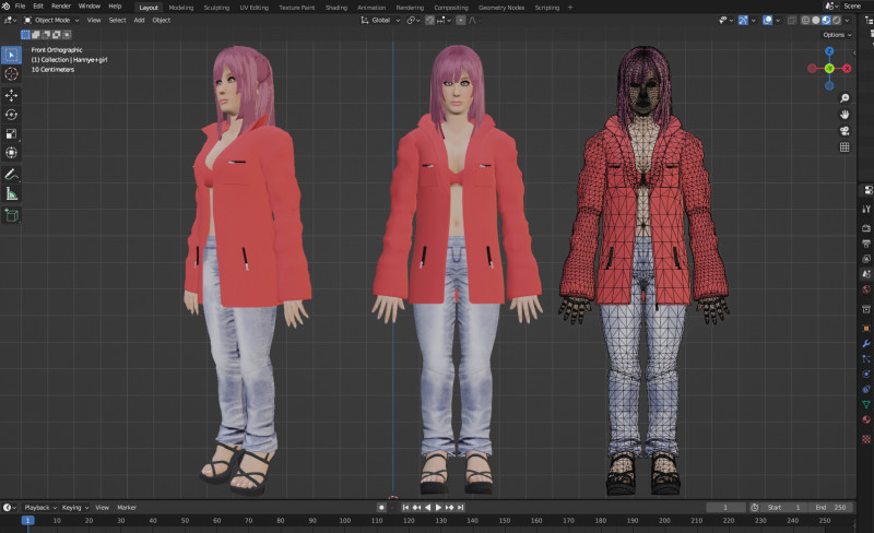 Hannyegirl 3D Модель .c4d .max .obj .3ds .fbx .stl .blend