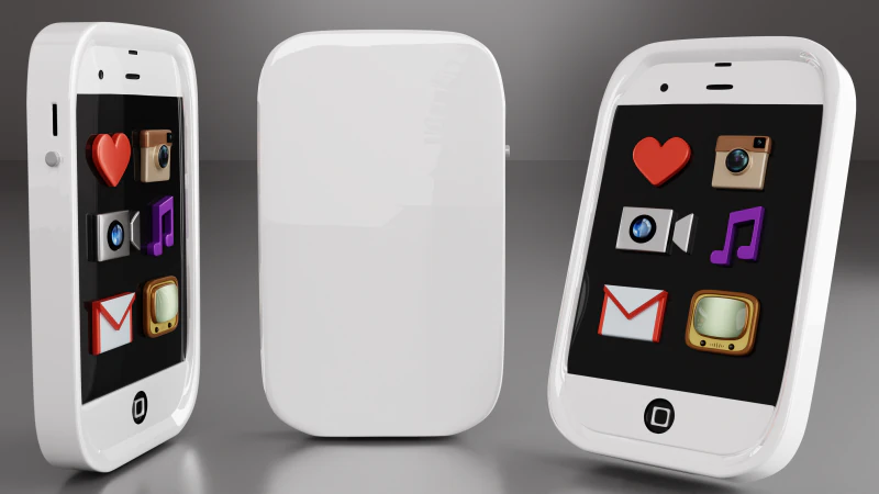 Cute White Vintage iPhone And Icons 3D Model .c4d .max .obj .3ds .fbx .stl .blend 