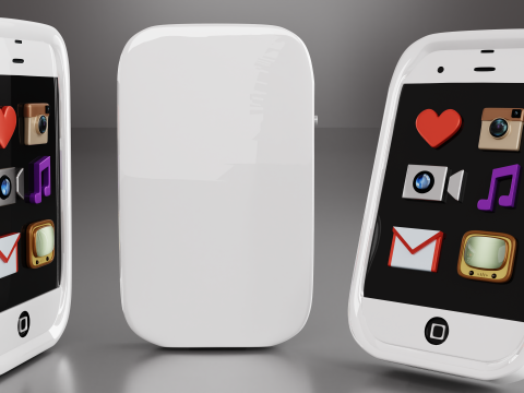 Cute White Vintage iPhone And Icons 3D 模型