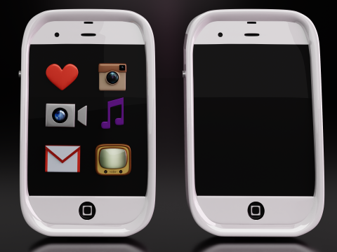 Cute White Vintage iPhone And Icons Modelo 3D