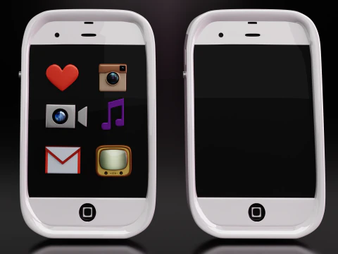 Cute White Vintage iPhone And Icons 3D Model