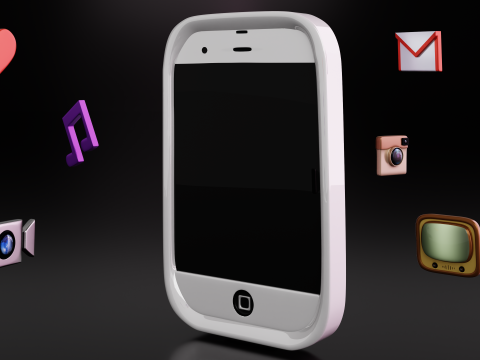 Cute White Vintage iPhone And Icons Modelo 3D