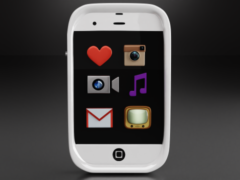 Cute White Vintage iPhone And Icons Modelo 3D