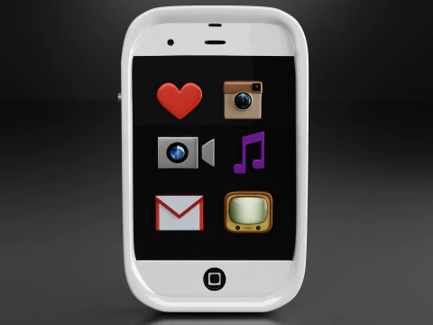 Cute White Vintage iPhone And Icons 3D Model