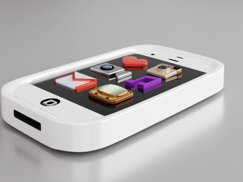 Cute White Vintage iPhone And Icons Modelo 3D