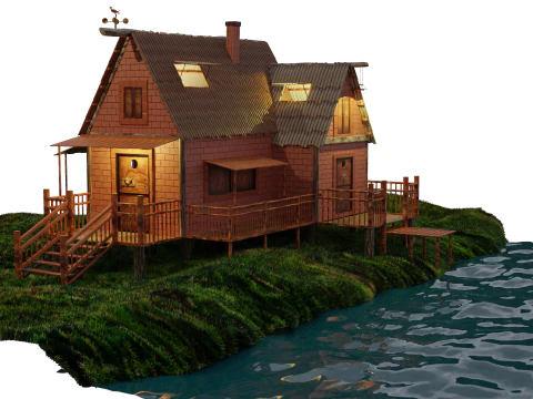 The 3D Wood House 3D Model