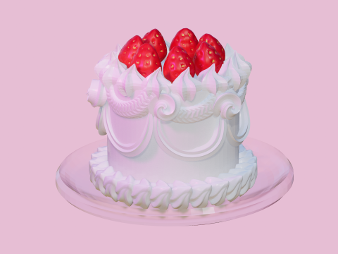 Cake with strawberry 3Dモデル