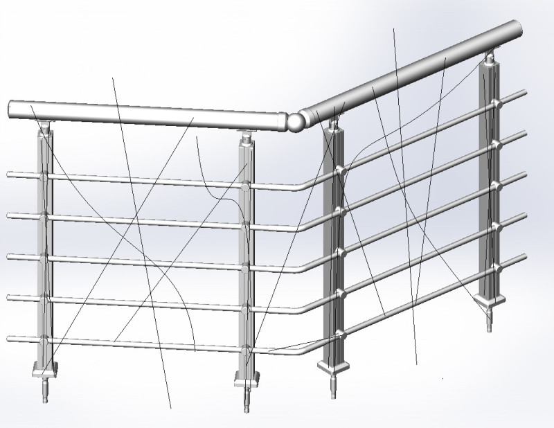 Aluminium Balustrade Bolcony 6 Model 3D .c4d .max .obj .3ds .fbx .stl .blend 