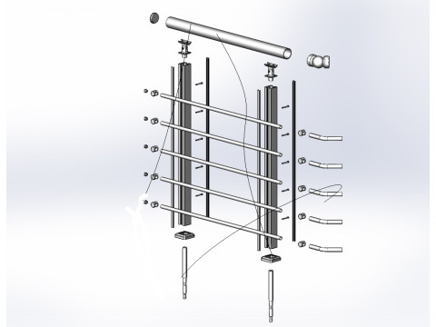 Aluminium Balustrade Bolcony 6 Model 3D