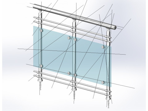 Aluminium Balustrade Bolcony 19 Modello 3D