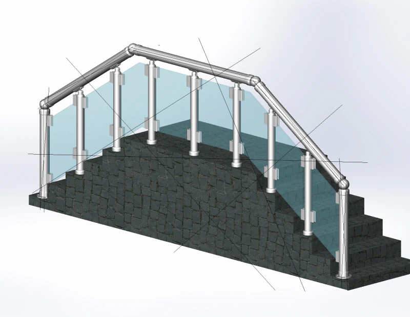 Aluminium Balustrade Stair 2 3D Model .c4d .max .obj .3ds .fbx .stl .blend