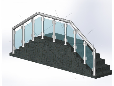 Aluminium Balustrade Stair 2 3Dモデル