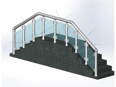 Schody z balustradą aluminiową 2 Model 3D