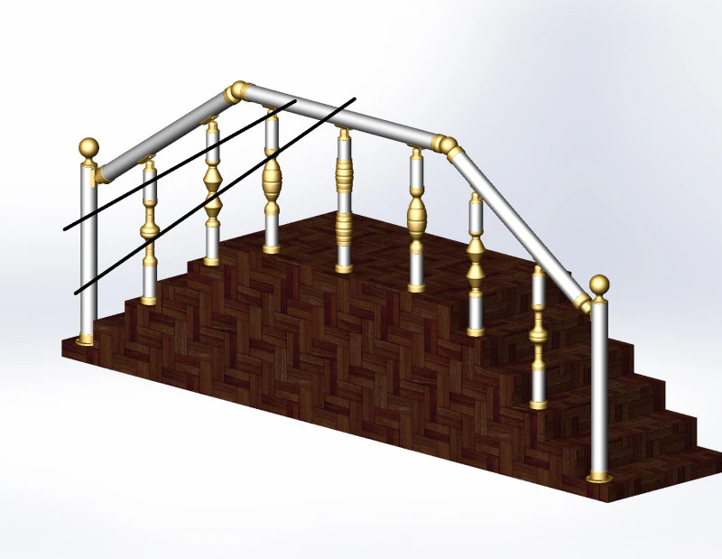 Aluminium Balustrade Stair 3 3D Model .c4d .max .obj .3ds .fbx .stl .blend 